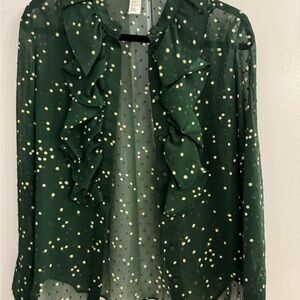 H&M Green Polka Dot Blouse